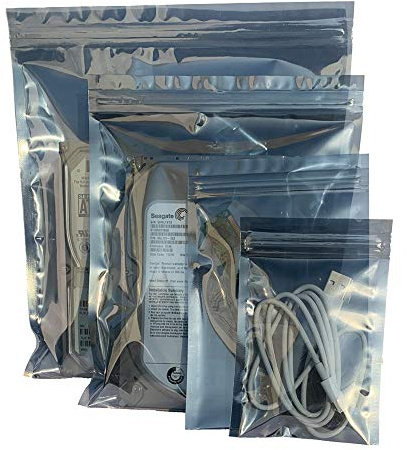 Antistatiska påsar, 40 st 4 storlekar blandade ESD-väskor med etiketter för hårddisk HDD ESD-skärmningspåsar för olika elektroniska enheter (4blandad storlek)
