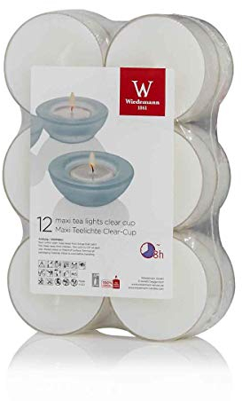 innaGLAS Lot de 12 Bougies décoratives Kenny, Blanc, 2,1cm, Ø5,6cm, 8h - Maxi Bougies Chauffe-Plat