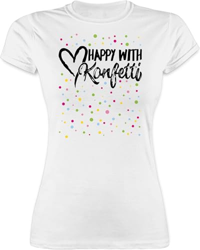 Shirtracer - Shirt Damen - Karneval & Fasching - Happy with Konfetti I Konfetti Liebe