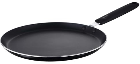RENBERG JAZZY BLACK - Sartén Crepera de 24x1.8cm - Fabricada en Aluminio Prensado de Color Negro - Revestimiento 100% Antiadherente - Inducción por Puntos - Mango de Tacto Suave -