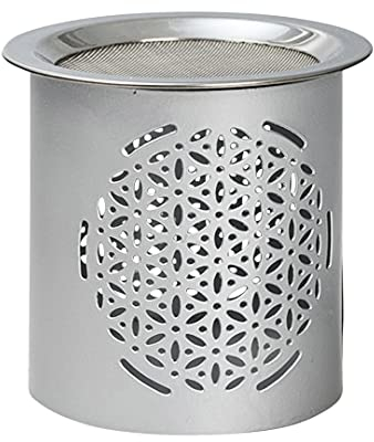 NKlaus Räucherstövchen Eisen Silber matt Höhe: 8cm Betriebsart Teelicht mit Sieb für Weihrauch 10915