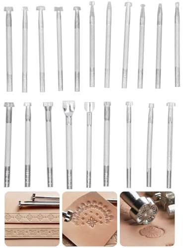 Leder-Stempel-Stanze, 20 Stück Leder-Stempel-Stanze, die Schnitzerei-Muster-Herstellungs-Werkzeug Leathercraft Prägeform stempelt