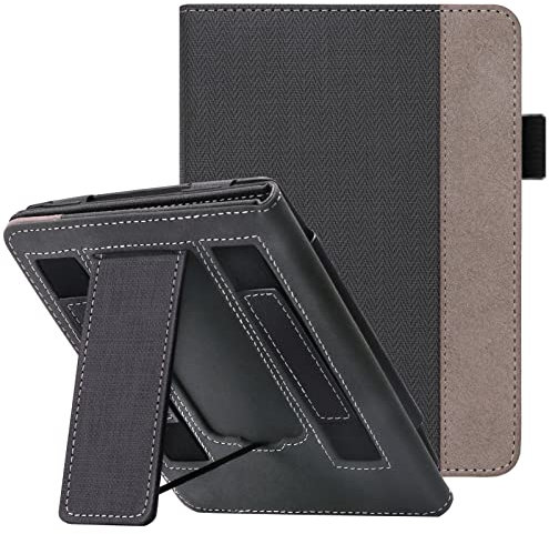 WALNEW Stand Case for 6.8” Kindle Paperwhite 11th Generation 2021- Two Hand Straps Premium PU Leather Book Cover with Auto Wake/Sleep for Amazon Kindle Paperwhite Signature Edition ereader