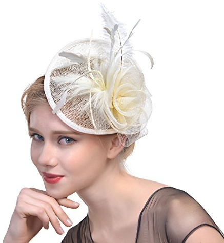 Ulalaza Damen Fascinators Hut Haarspange Feder Hochzeit Braut Cocktailhut Derby Kirche Bankett für Mädchen