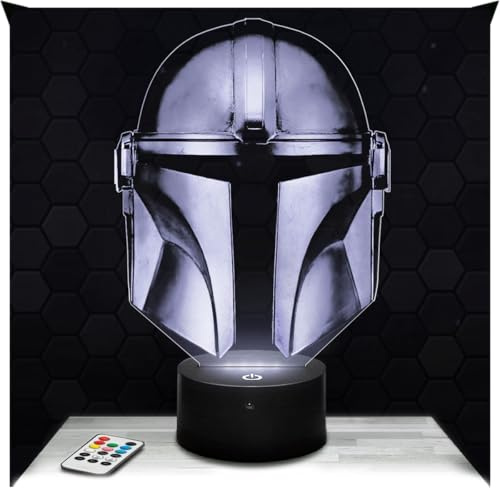 Lampephoto.fr - Helm Manda lorian 3D Lampe, Touch Nachtlicht, 3D Led Illusion Geschenkidee Weihnachten Geburtstag Junge und Mädchen, Dekoration Kinder und Erwachsenenzimmer TOP