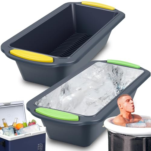 Eummy 2PCS Large Ice Cube Moulds Silicone Ice Cube Tray 29x13.4x6.5cm Large Ice Molds for Ice Bath Reusable Ice Cube Maker Container Ice Block Mold for Cold Plunge or Coolers