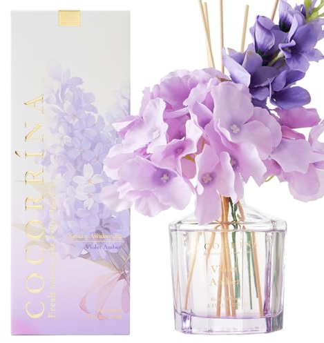 Cocorrína Blume Raumduft mit 8 Duftstäbchen 250ml- Veilchen Bernstein, Natürlich, Langanhaltend, Reed Diffuser für Haus Schlafzimmer Büro Badezimmer Regal Dekor (Master-Kollektion