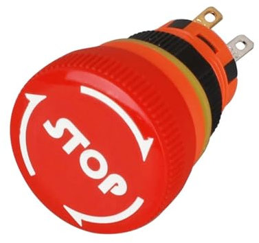 KLVN 16 mm Kunststoff-Not-Aus-Druckknopfschalter in Pilzform, 6 Ampere Strom, 1 Schließer, 1 Öffner, roter Kopf, Stop-Schalter mit Rastung (Color : Arrow, Size : 16mm)