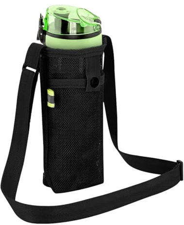 Bolsa de Botella de Agua,Bolsa portátil para Botella de Agua,Botella de Agua para Colgar, con Correa Ajustable para el Hombro,portabotellas portátil para Exteriores, para Deportes, Senderismo, Viajes