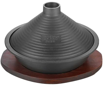 LVYUDS Fonte Tajine Pot Marocain avec Plateau, Antiadhésif Tajine avec Conique Couvercle Compatible avec Induction Cuisinier Gaz Cuisine Essentiel(Size:26)