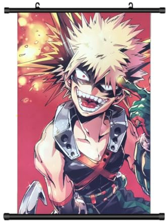 Großes 60x90CM Meine Helden Akademie My Hero Academia Kakemono Rollbild | Anime Manga Stoffposter Wallscroll Poster | Wanddeko Geschenk | Bakugo