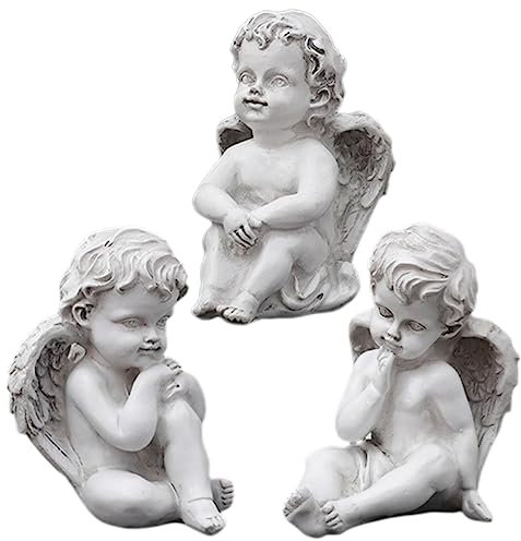 Gogogmee 3stücke Engel Statue Aus Harzmaterial Für Heimdekoration Klassische Kleine Skulptur Ornamente Für Schreibtisch Oder Bücherregal