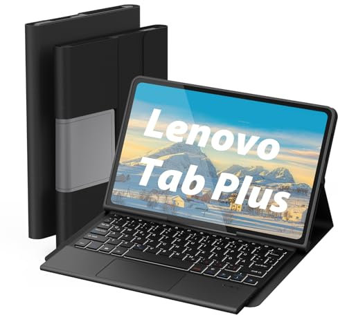DoohowCase Hülle mit Tastatur für Lenovo Tab Plus (TB351FU) 11.5 Zoll 2024, Bluetooth QWERTZ Tastatur mit 7 Farbige Beleuchtung für Lenovo Tab Plus 11.5 Zoll 2024, Schwarz