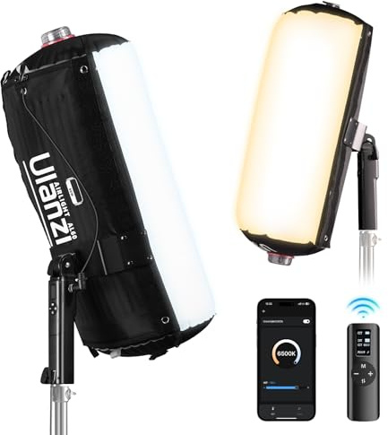 ULANZI AL60 Portabl Luce Foto Morbida Gonfiabile, Luce Fotografica Bi-color 2700-6500k, CRI 96 + Luci Studio Fotografico Portatile 68 W con facile installazione,Telecomando e C-stand (68W)