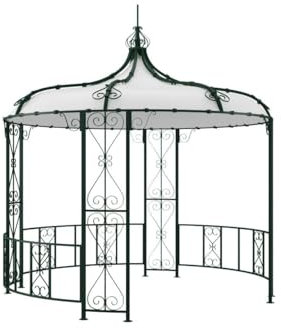 Vente-unique-Gartenpavillon - Metall in Schmiedeeisen-Optik - 300 x 305 cm - Grün - TILCARA