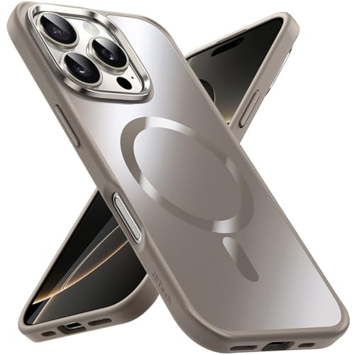 JETech Magnetische Hülle für iPhone 16 Pro Max, Titan Natur | Kompatibel mit MagSafe, Metallische Matte Oberfläche, Galvanisierter Handyhülle, Schlanker Stoßschutz