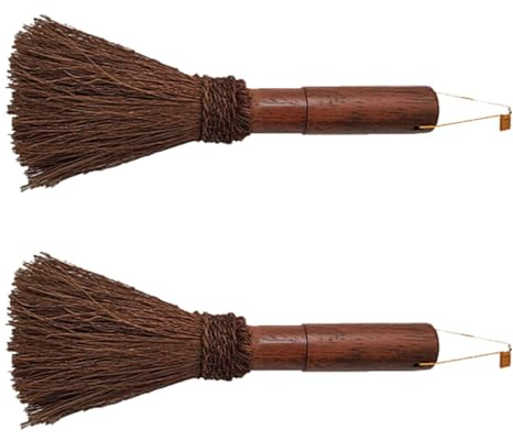 PartyKindom Wood Handle Pot Brush 24cm Coconut Fiber Manual Washing Pot Brush for Kitchen Cleaning and Home Use High Temperature Resistant