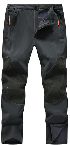 Zoofly Skiing Pants for Men Winter Water Proof Stretch Mens Camping Hiking Pants Warm Windproof Snow Pants Zipper Grey