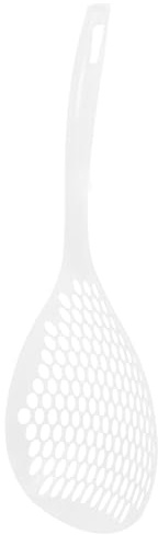 DECORNIJIA Grosse Louche à Égoutter Multifonction, Passoire Cuillère à Trous avec Manche Long, en Plastique Blanc Épais, Cuisine Familiale et Égouttage Rapide des Pâtes et Raviolis