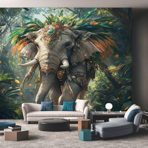 Genérico Decoracion Papel Pintado Elefante, Fotomurales Selva África Fauna Silvestre Papel Pared Tejido No Tejido Murales de Pared 280x200 Salon Dormitorio Decorativa W&20