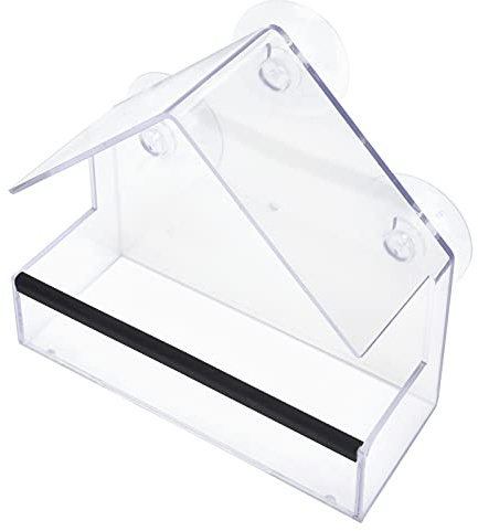 Oytrui Comedero para Pájaros para Ventana, Comedero para Pájaros de Plástico Transparente con 3 Potentes Ventosas para Decoración de Jardín, Atrae Pájaros Salvajes como Jilgueros y