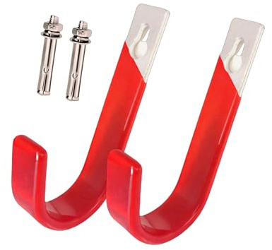 ZRuiYFFS 2Pcs Heavy-Duty Wall Flat Iron Hooks with Anti-Slip PVC Coating, J-Shaped Hooks for organizing Garage and Garden Tools (Small)