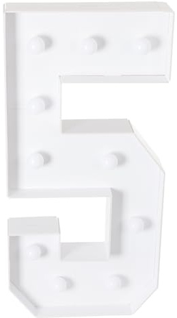 LED-siffror nummer belyst, 100 cm stort nummer med glödlampor, 0 1 2 3 4 5 6 7 8 9 ljusnummer, med batterilåda, 2000–3000 K, för examensfester, bröllop (5)
