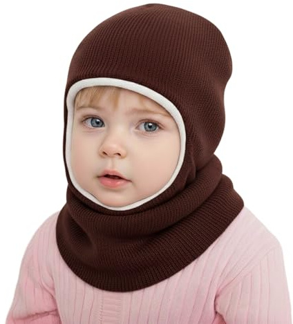 DRESHOW Cappello Passamontagna Bambino Inverno Bambini Cappello Invernali Calda Cappuccio in Maglia Foderato in Pile per Bambini Ragazzi Ragazze 1-6 Anni