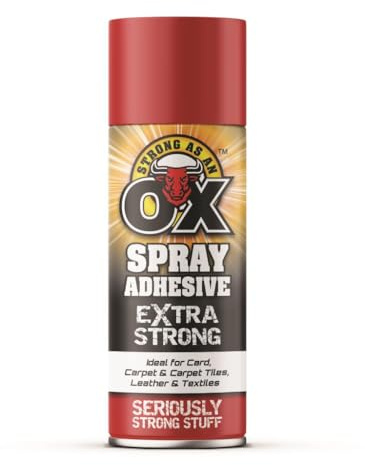 Spray Adhesive 500ml Heavy Duty Extra Strong Contact Spray Glue for Carpet, Carpet Tiles, Underlay, Fabric, Textiles, Leather, Card & Paper – Fast Drying Multi-Purpose Aerosol Adhesive