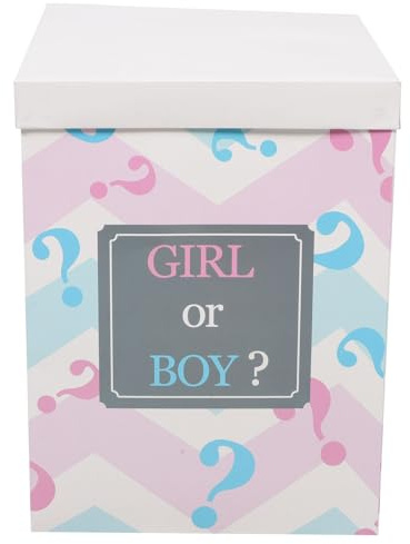 Milisten Caja de Globos para Revelar Género Ñiño 30x30x40 Cm, Papel Liviano, Decoración para Shower y Fiestas Cumpleaños, Contenedor Portátil Niña, Suministros Revelación Género
