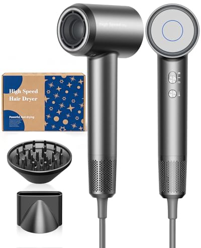 BANNILU 130M Ionen Föhn mit Diffusor, High-Speed Haartrockner | 370g ultraleicht, schnelles Trocknen. 360°-Magnet-Aufsätze, 1,8m Nutz-Kabel & hochwertige Kleinblau-Geschenkbox