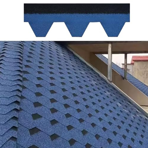 Tejas asfálticas de 100 x 32,5 cm, azules, impermeables, con adhesivo termofusible, ideales para cobertizos, invernaderos, cenadores, terrazas y renovación de techos de garajes(42pcs)