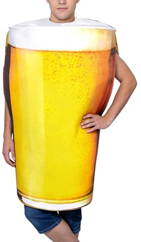 Beer Mug Costume - Funny Soft Drink Outfit, Role Play Beer Mug Costume For Party, Foam Stein Dress Up, Bar Outfit Set Kit Box | For Men Women Adults Cosplayer Holiday Events Carnivals Stag