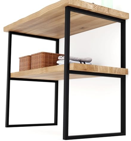 LAMO MANUFAKTUR Supporto per piano del lavabo 30x80 cm nero set 2 pezzi - Gambe per mobile bagno industriale in metallo con viti Fischer - Struttura per lavabo da appoggio e da incasso - Stile loft