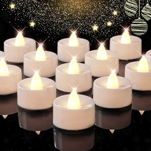 BEICHI 24Pack Flameless LED Tealight Candles, 200+ Hours, Warm White Light