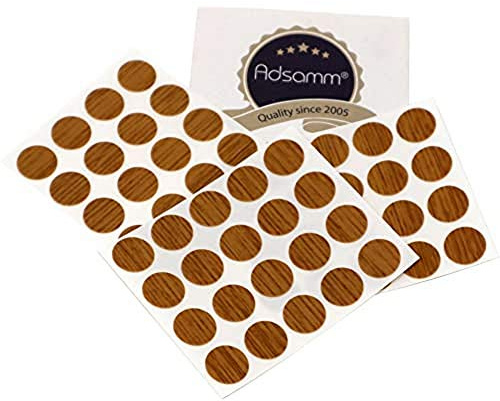 Adsamm® / 60 x Abdeckkappen/Eiche/Ø 13 mm/rund / 0,45 mm dünne Selbstklebende Möbelpflaster