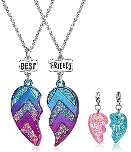 BGSHEMNI Best Friends Half Heart Pendant Necklace for Children, Kid's Best Friend Jewelry,Friendship Gift Girls BFF Necklaces-Love