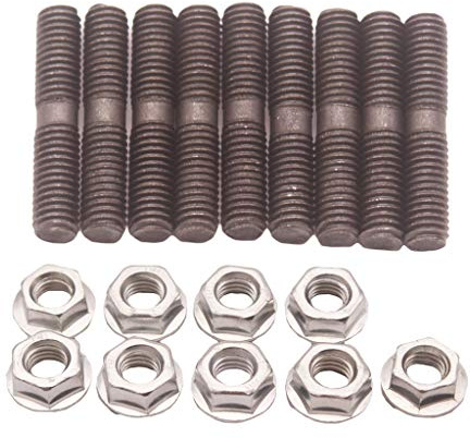 KESOTO Kit de Goujons Turbo, 9pcs M8 X 1.25 Kit de Goujons avec Contre-Écrou pour Garrett T25 T28 Turbo