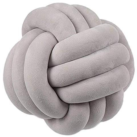 Nicole Knupfer Knot Kopfkissen Knotenkissen Plüsch Kissen Weiche Geknotetes Kissen Knoten Ball Kissen Dekor Bett Zimmer (Grau,35cm Durchmesser)