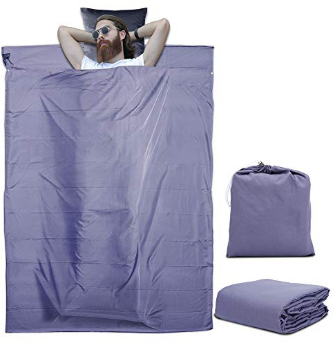 INTIRILIFE Schlafsack 115 cm x 210 cm in DUNKEL LILA – Dünner Hüttenschlafsack Reiseschlafsack aus Polyester mit Verschluss und Aufbewahrungsbeutel