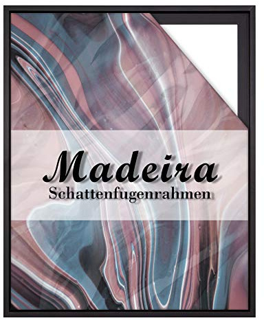 BIRAPA Madeira Schattenfugenrahmen für Leinwand 100x100 cm in Schwarz, Holzrahmen, Rahmen für Leinwände, Leerrahmen für Leinwand, Schattenfugenrahmen für Keilrahmen