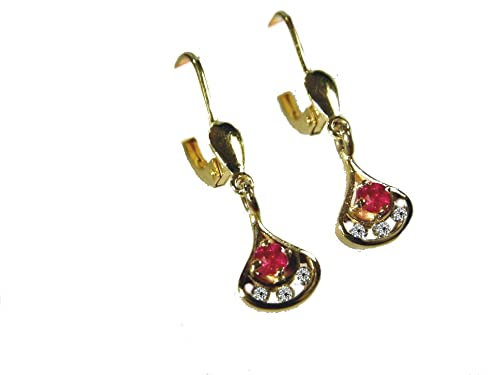mr.goldis Brillant Rubin Ohrhänger 585 Gold Goldschmuck Ohrringe Ohrstecker Ohrhänger