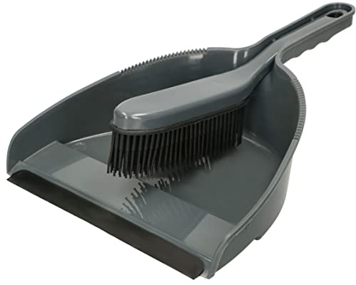 KOTARBAU® Handkehrset Handfeger mit Gummiborsten + Kehrschaufel mit Gummilippe für Schmutz Staub Fellhaare