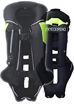 YXYECEIPENO Leichte Airbagweste Mit Hoher Sichtbarkeit Airbagweste Motorrad Mit Nacken-, Heckairbag, Reflexstreifen-Details Ganzjahres-Radjacke (Color : Black, Size : L)
