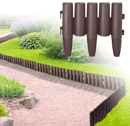 SAILUN Bordo per prato, effetto legno, 8,4 m, in plastica, effetto legno, in polipropilene, bordo per falciatura, aiuola, bordo per aiuola, 1 elemento (lunghezza x altezza): 28 x 24 cm