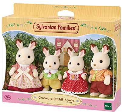 Sylvanian Families - La famille Lapin Chocolat - Set 4 figurines - Plongez dans l'univers de la famille Sylvanian - Figurines animaux miniatures - Jouet enfant 3 ans et + - 5655