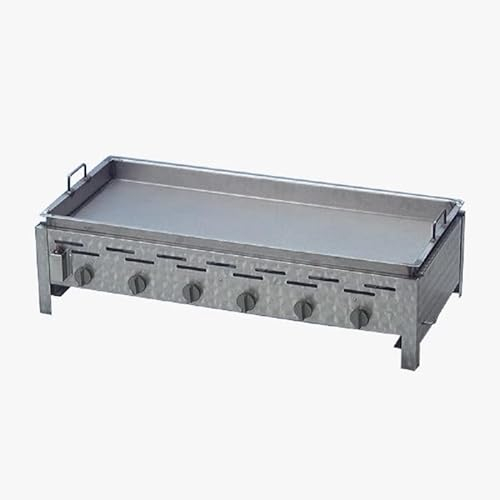 BSR-Grillen 6-flammiger Profi Gasgrill aus Edelstahl, stufenlos regelbar, Gasbräter, Gastrogrill, Gastrobräter mit Gasschlauch und Druckminderer (22 kW | Grillpfanne Stahl)