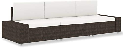 Gecheer 3-Sitzer Gartensofa mit Kissen Sitzgruppe Sitzgarnitur Modulares Gartensofa Rattansofa Mittelsofa Ecksofa Gartenmöbel Rattanmöbel Braun