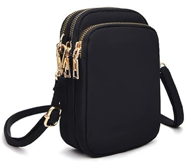 Casecret Mini Tasche Damen Handy Schultertasche Kleine Handytasche zum Umhängen mit Geldbörse Umhängetasche Brieftasche Kartentasche Crossbody Bag für iPhone 14 13 11 Samsung Xiaomi Bis zu 7 Schwarz