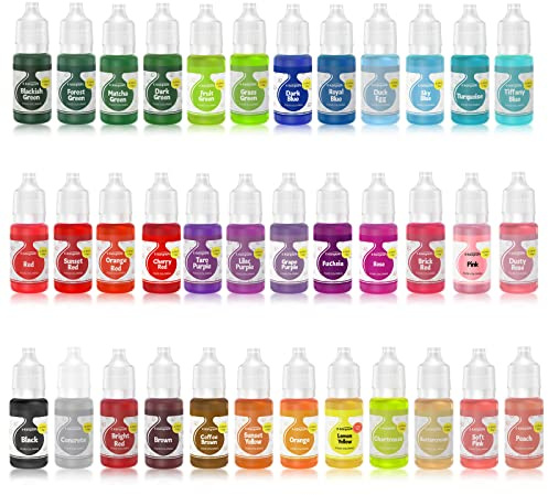 Colorants alimentaires, 36 colorants qualité alimentaire pour décoration gâteaux, pâtisserie, glaçage, fondant, fabrication de slime DIY. 10 ml/bouteille.